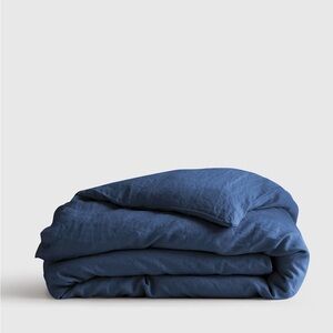 Quince Navy Blue linen Duvet Cover
